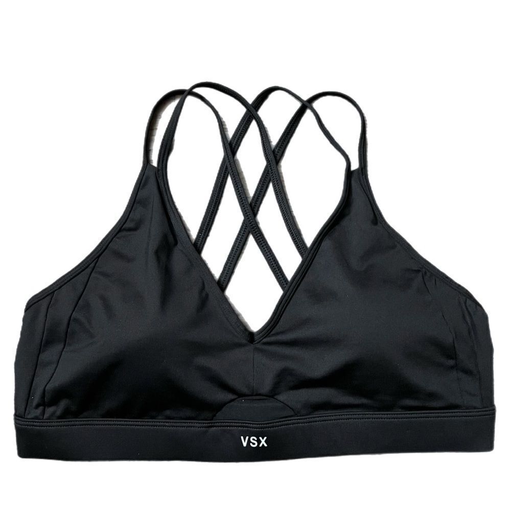 Victorias Secret Vsx Strappy back padded with removable padding sport bra black